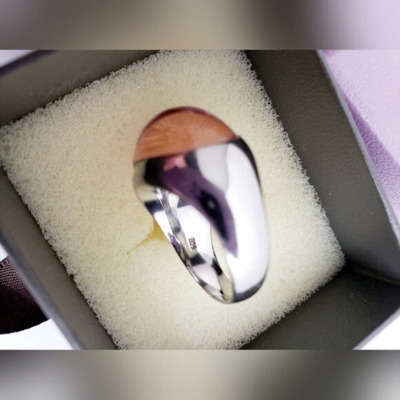 Pink Pave Design Dome Ring 925 Sterling Silver - Picture 10 of 13